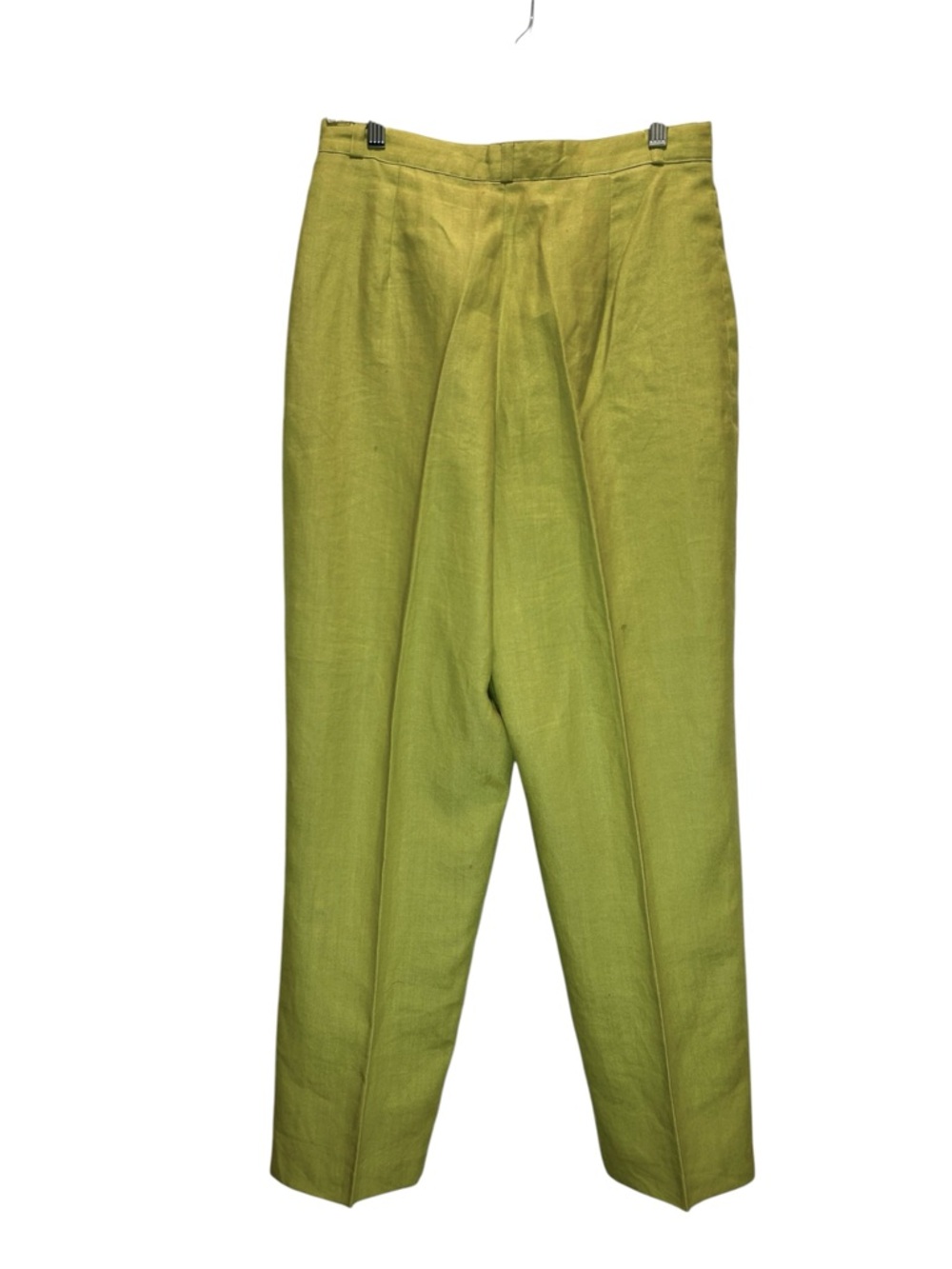VTG Larry Levine Chartreuse Linen Suit, Cropped Jacket, Wide Leg Pants - Size 12 - Picture 5 of 11